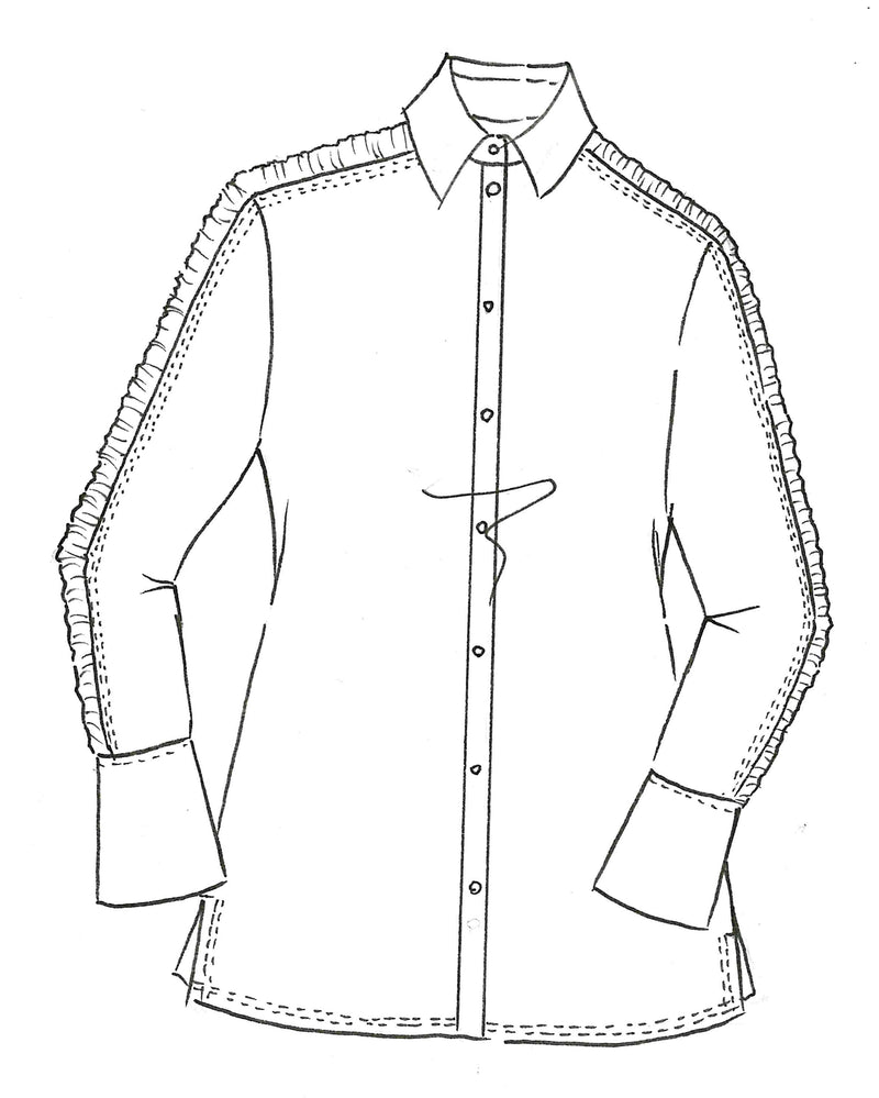 PAULA RYAN Rouched Sleeve Shirt Microjersey - White - Paula Ryan