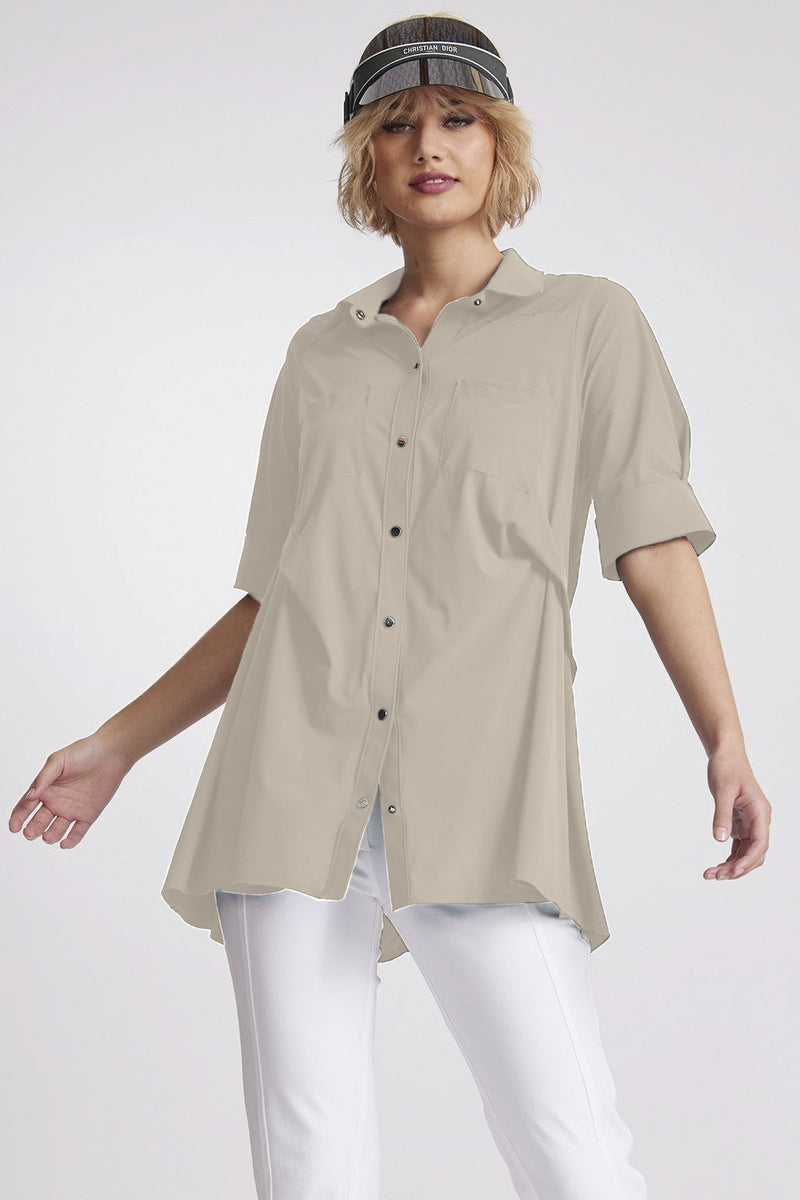 PAULA RYAN Tuck Swing Shirt - Sand