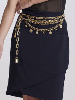 PAULA RYAN Short Wrap Skirt - Navy - Paula Ryan