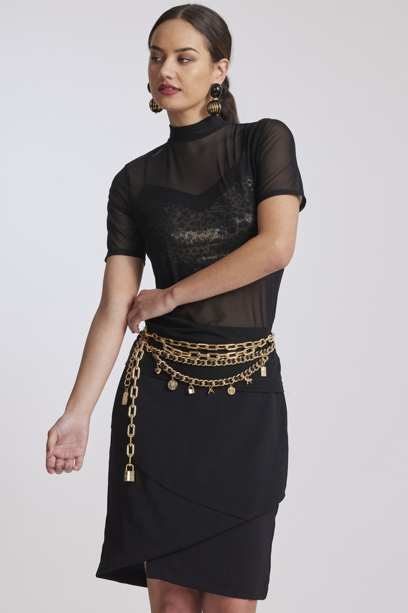 PAULA RYAN Short Wrap Skirt - Black - Paula Ryan