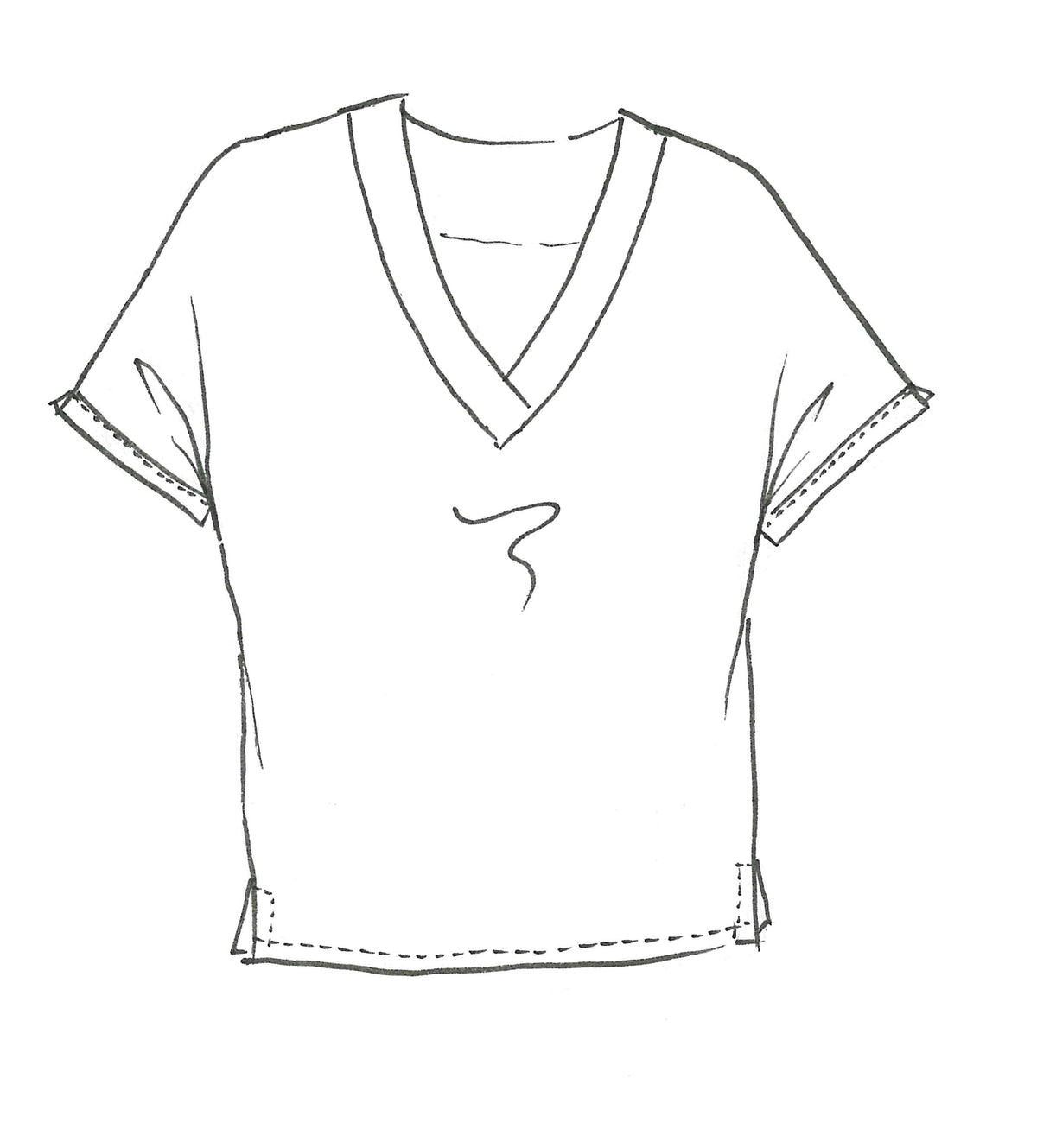 PAULA RYAN RELAXED V Neck Linen Top - Navy - Paula Ryan