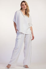 PAULA RYAN RELAXED Linen Soft Leg Pant - White - Paula Ryan