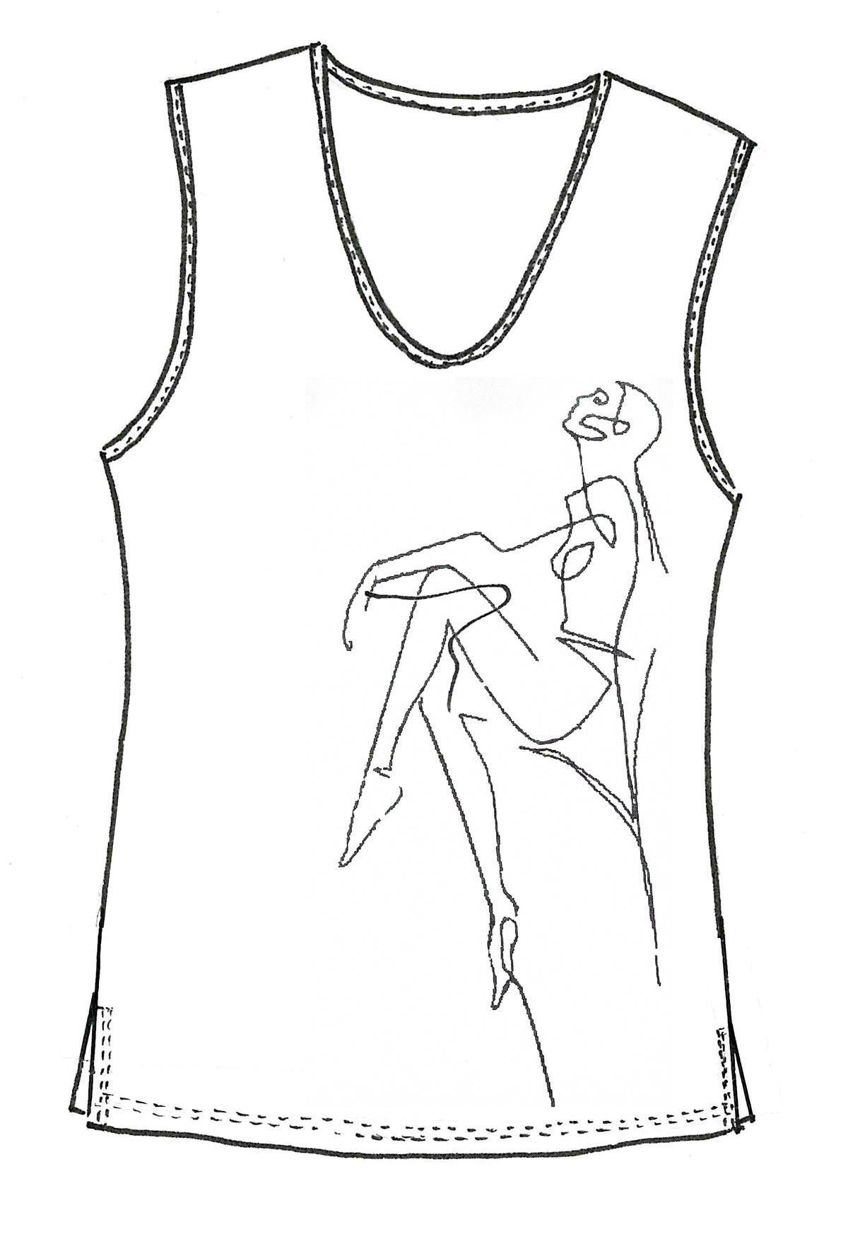 PAULA RYAN RELAXED Scoop V Bling Singlet - Black - Paula Ryan