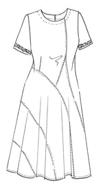 PAULA RYAN RELAXED Scoop Neck Beaded Sleeve Linen Dress - Black - Paula Ryan