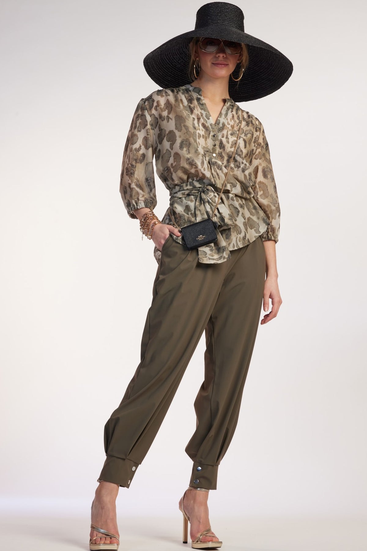 PAULA RYAN RELAXED Soft Sleeve Yoke front Blouse - Cheetah - Paula Ryan