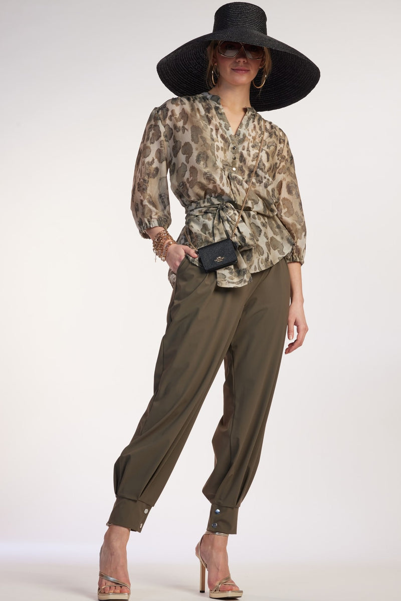 PAULA RYAN RELAXED Soft Sleeve Yoke front Blouse - Cheetah - Paula Ryan