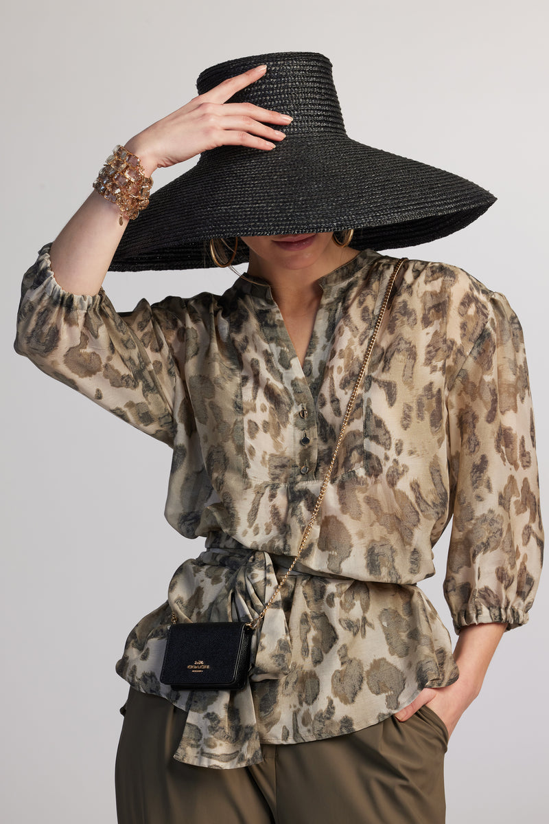 PAULA RYAN RELAXED Soft Sleeve Yoke front Blouse - Cheetah - Paula Ryan