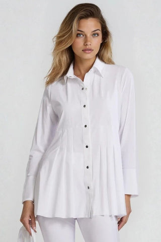 PAULA RYAN Tucked Waist Shirt - Microjersey White