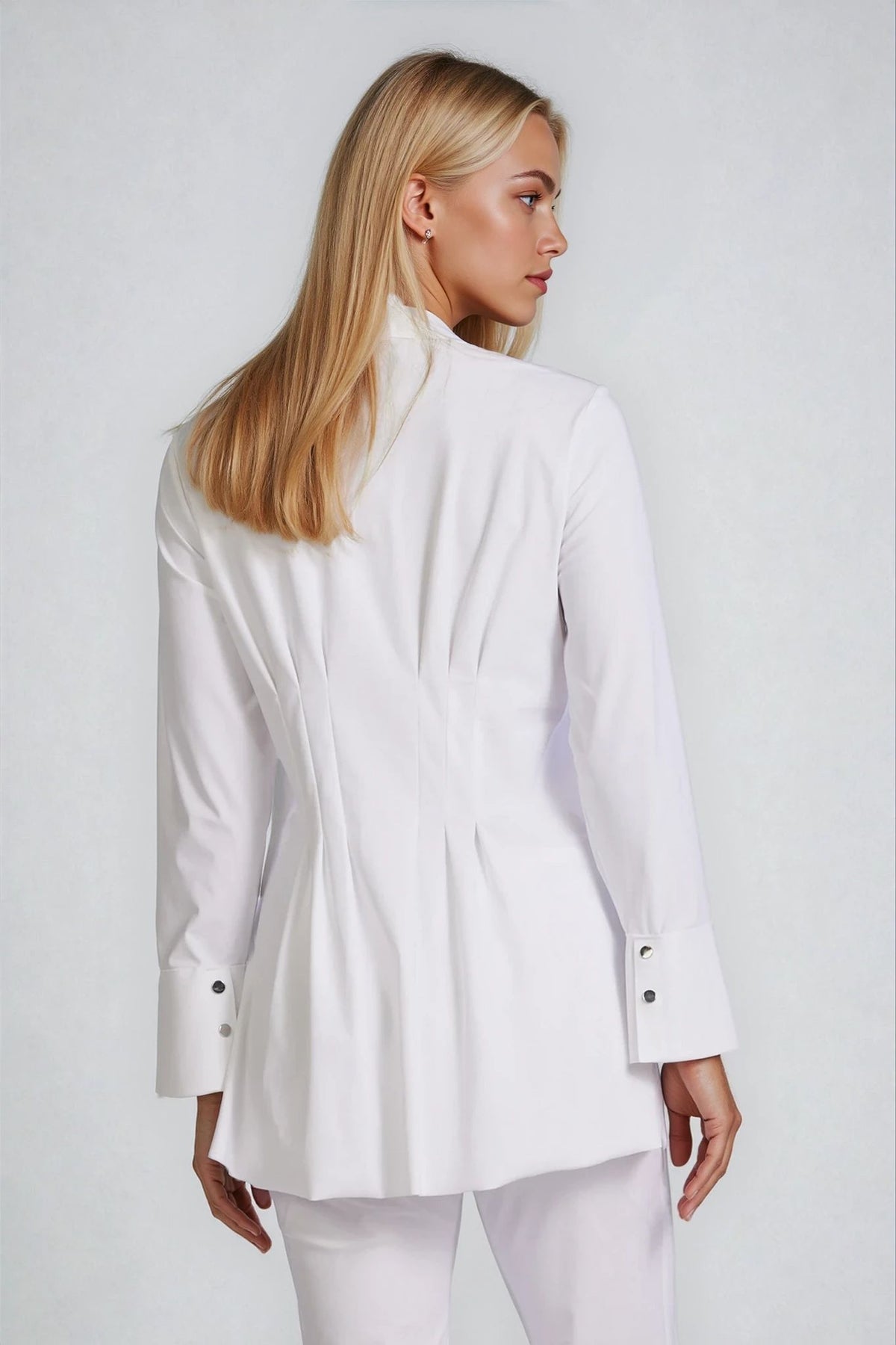 PAULA RYAN Tucked Waist Shirt - Microjersey White