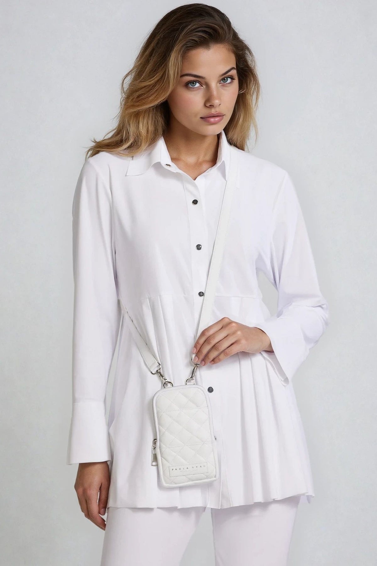 PAULA RYAN Tucked Waist Shirt - Microjersey White