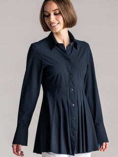 PAULA RYAN Tucked Waist Shirt - Microjersey Navy - Paula Ryan