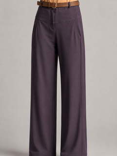 PAULA RYAN Wide Leg Pant - Microjersey Cocoa Plum