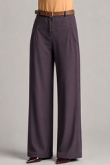 PAULA RYAN Wide Leg Pant - Microjersey Cocoa Plum