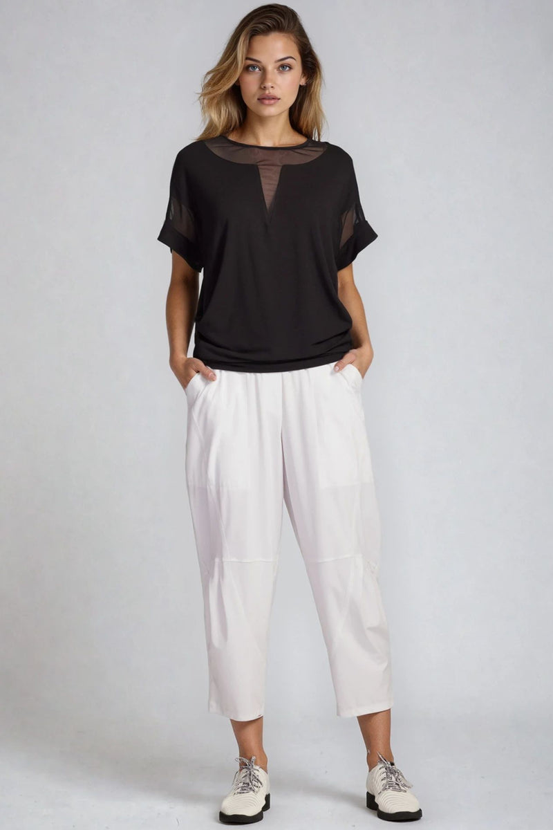 PAULA RYAN Mesh Insert Tee - Ecovero Black
