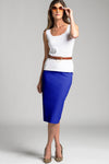 PAULA RYAN ESSENTIALS Regular Stretch Pencil Skirt - Bonded Microjersey - Greek Blue