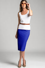 PAULA RYAN ESSENTIALS Regular Stretch Pencil Skirt - Bonded Microjersey - Greek Blue