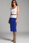 PAULA RYAN ESSENTIALS Regular Stretch Pencil Skirt - Bonded Microjersey - Greek Blue