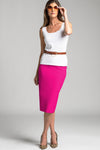 PAULA RYAN ESSENTIALS Regular Stretch Pencil Skirt - Bonded Microjersey - Peony