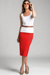 PAULA RYAN ESSENTIALS Regular Stretch Pencil Skirt - Bonded Microjersey - Poppy