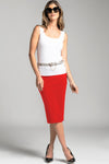 PAULA RYAN ESSENTIALS Regular Stretch Pencil Skirt - Bonded Microjersey - Poppy