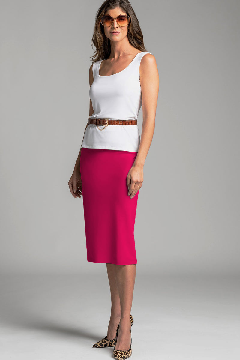 PAULA RYAN Stretch Pencil Skirt Bonded Microjersey - Rose