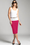 PAULA RYAN Stretch Pencil Skirt Bonded Microjersey - Rose