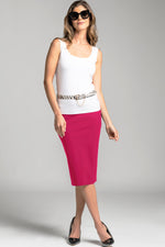 PAULA RYAN Stretch Pencil Skirt Bonded Microjersey - Rose