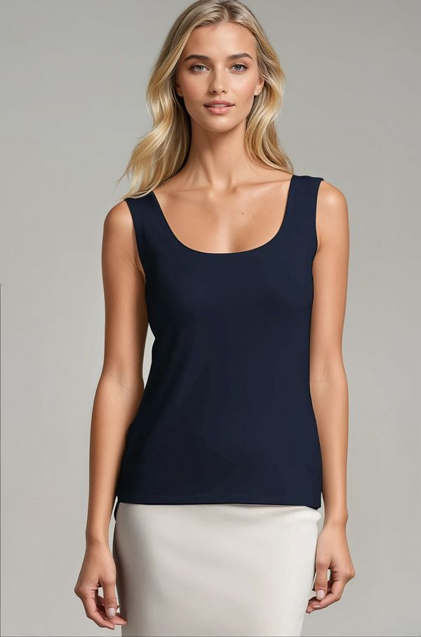 PAULA RYAN ESSENTIALS Slim Fit Singlet - MicroModal Navy - Paula Ryan