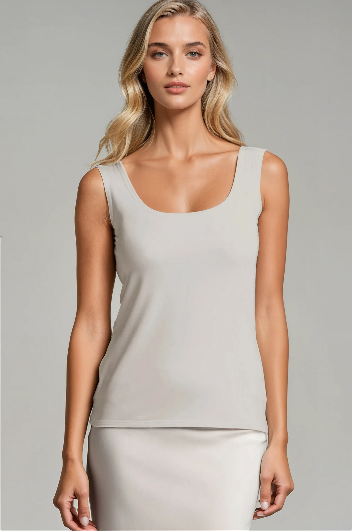 PAULA RYAN ESSENTIALS Slim Fit Singlet - MicroModal Sand - Paula Ryan