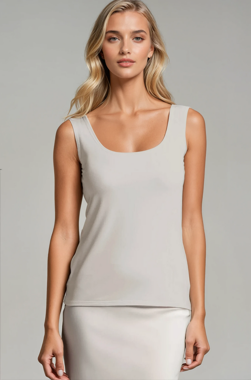 PAULA RYAN ESSENTIALS Slim Fit Singlet - MicroModal Sand - Paula Ryan
