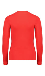 PAULA RYAN Easy Fit Long Sleeve Crew Neck Micromodal Top - Flame Red