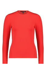 PAULA RYAN Easy Fit Long Sleeve Crew Neck Micromodal Top - Flame Red