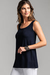 PAULA RYAN Easy Fit Scoop Neck Singlet Microjersey - Navy