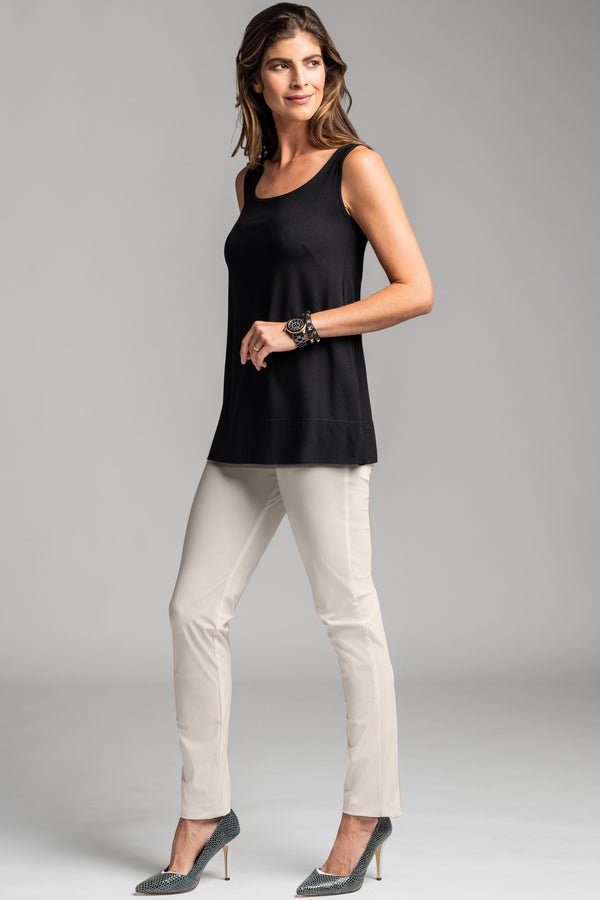 PAULA RYAN ESSENTIALS Waisted Cigarette Pant - Microjersey Sand - Paula Ryan