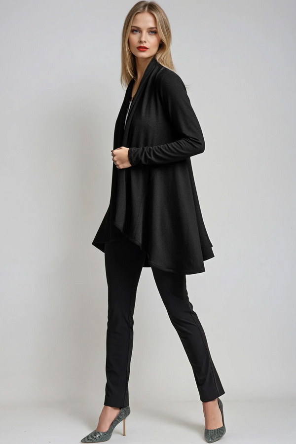 PAULA RYAN Panelled Swing Cardigan - Merino Black - Paula Ryan