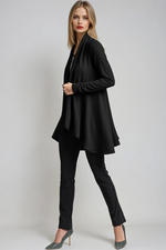 PAULA RYAN Panelled Swing Cardigan - Merino Black