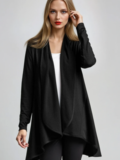 PAULA RYAN Panelled Swing Cardigan - Merino Black - Paula Ryan