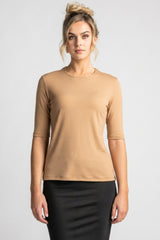 PAULA RYAN Easy Fit Half Sleeve Top - Merino Camel