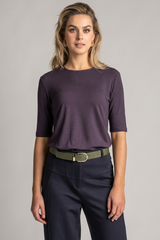 PAULA RYAN Easy Fit Half Sleeve Top - Merino Cocoa Plum
