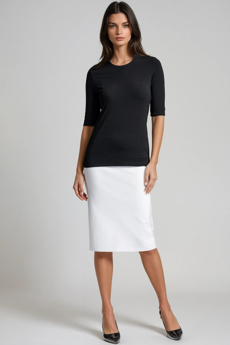 PAULA RYAN Easy Fit Half Sleeve Crew Neck Top Ecovero Black
