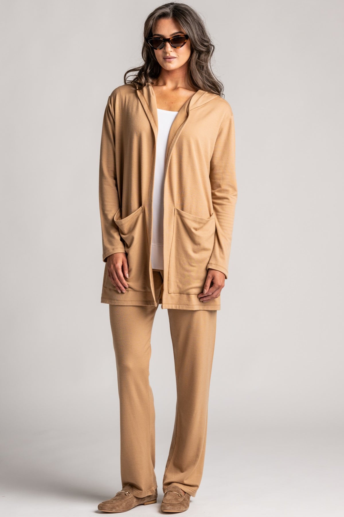 PAULA RYAN Hooded Cardigan with Pockets - Merino Camel - Paula Ryan