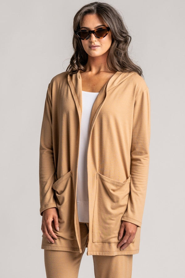 PAULA RYAN Hooded Cardigan with Pockets - Merino Camel - Paula Ryan