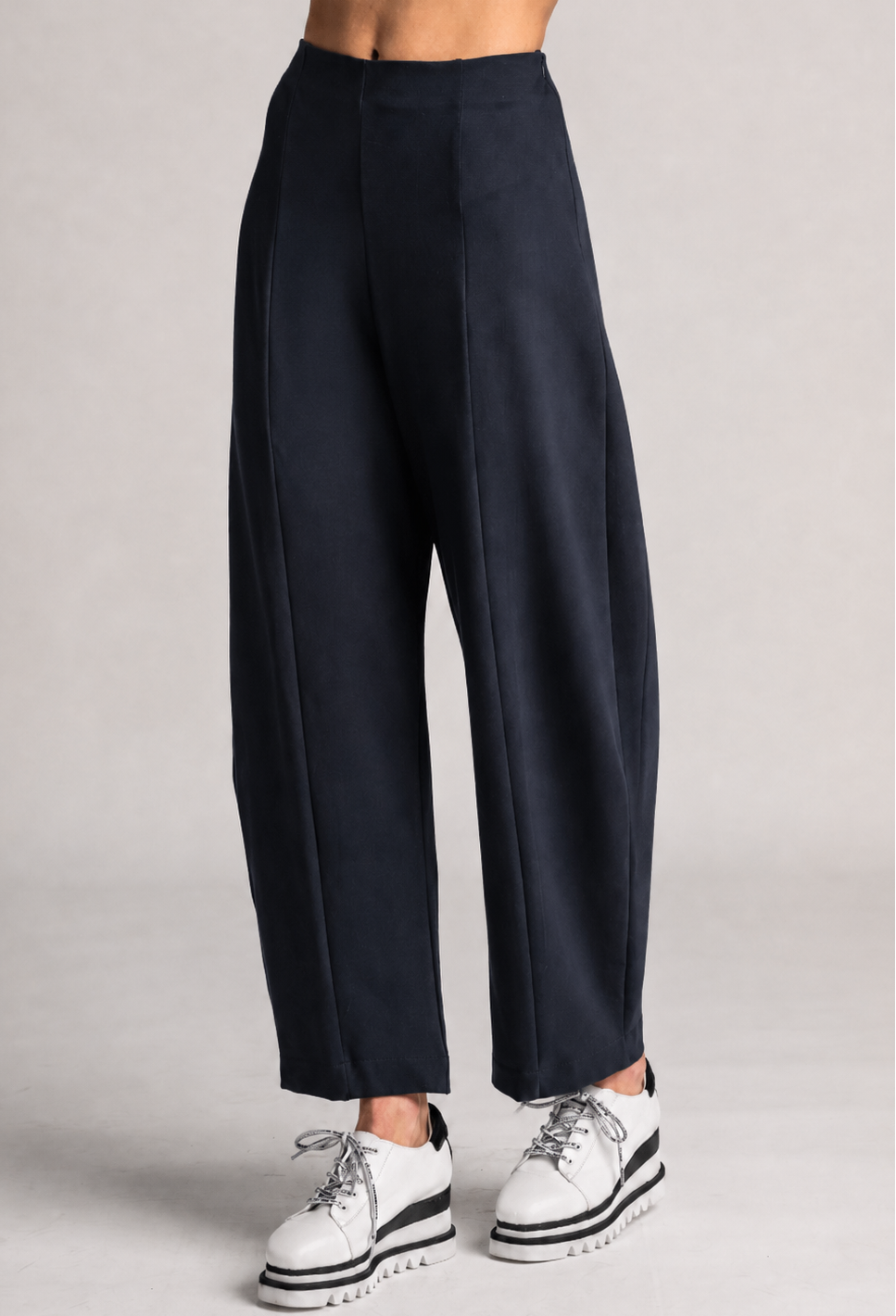 PAULA RYAN Side Zip Barrel Pant - Navy Roma