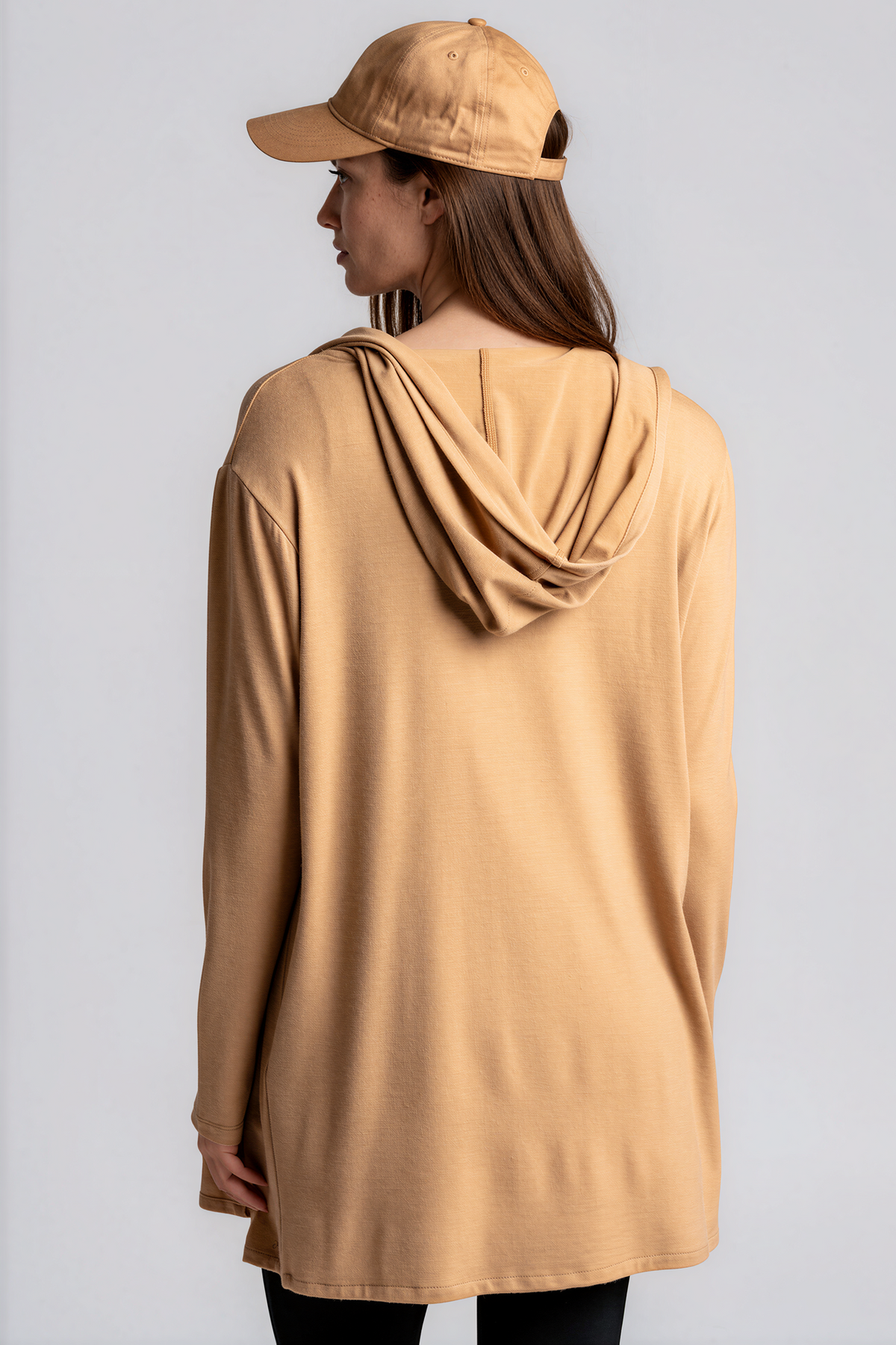 PAULA RYAN Hooded Cardigan with Pockets - Merino Camel