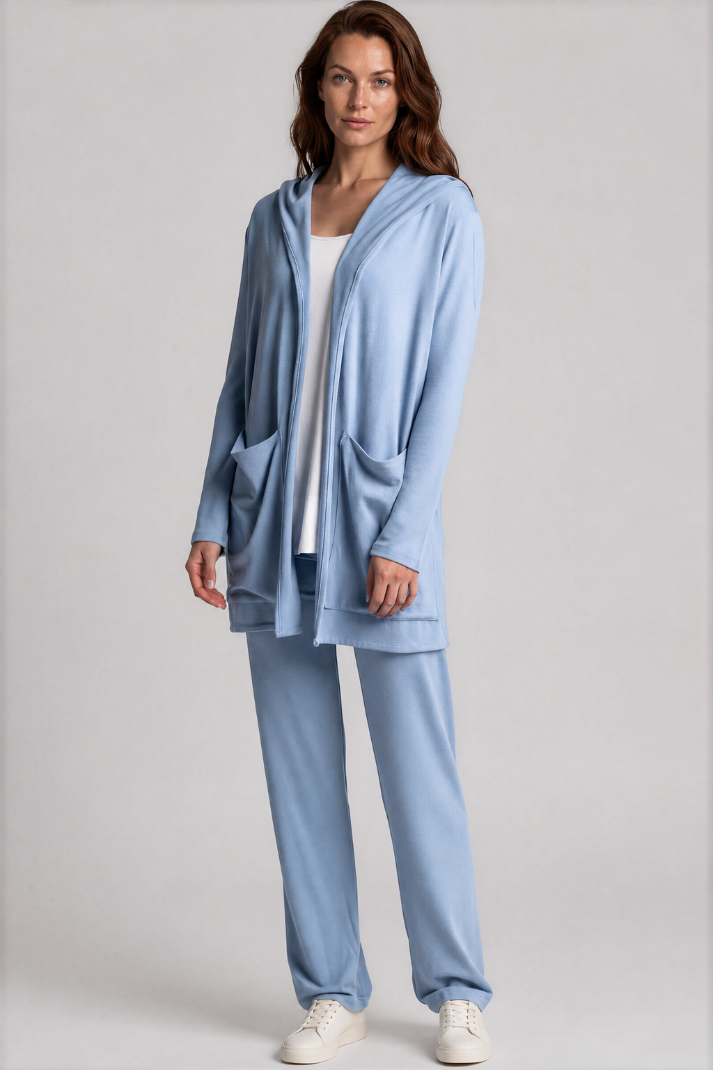 PAULA RYAN Straight Leg Lounge Pant - Merino Cornflower