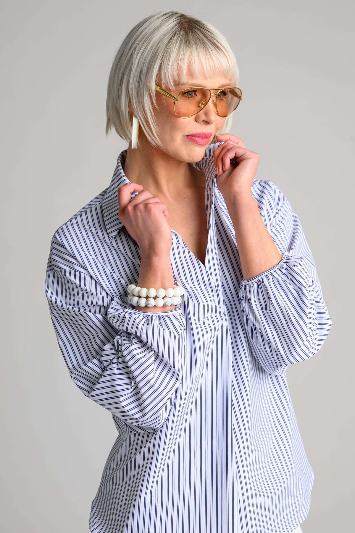 PAULA RYAN Ashford Top - Double Stripe Microjersey