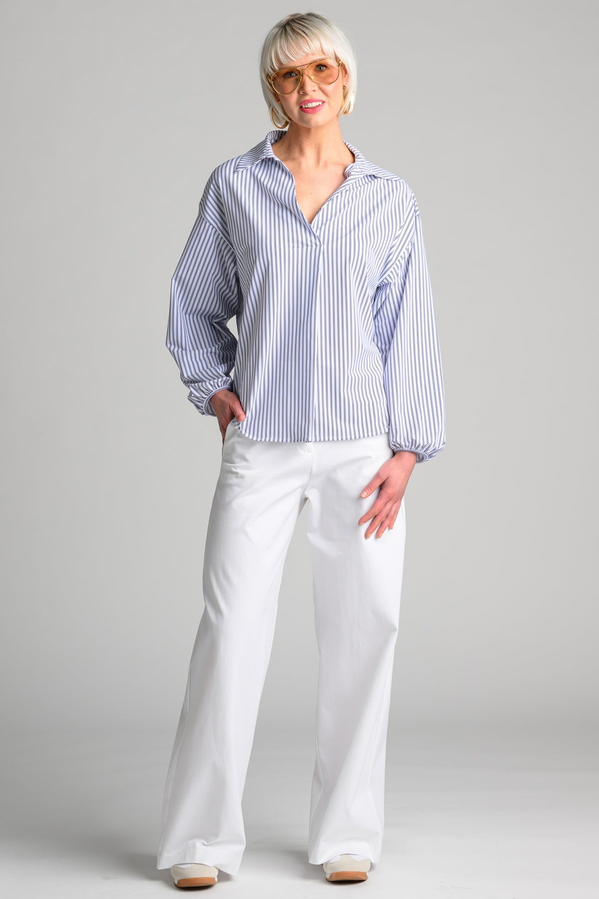 PAULA RYAN Ashford Top - Double Stripe Microjersey