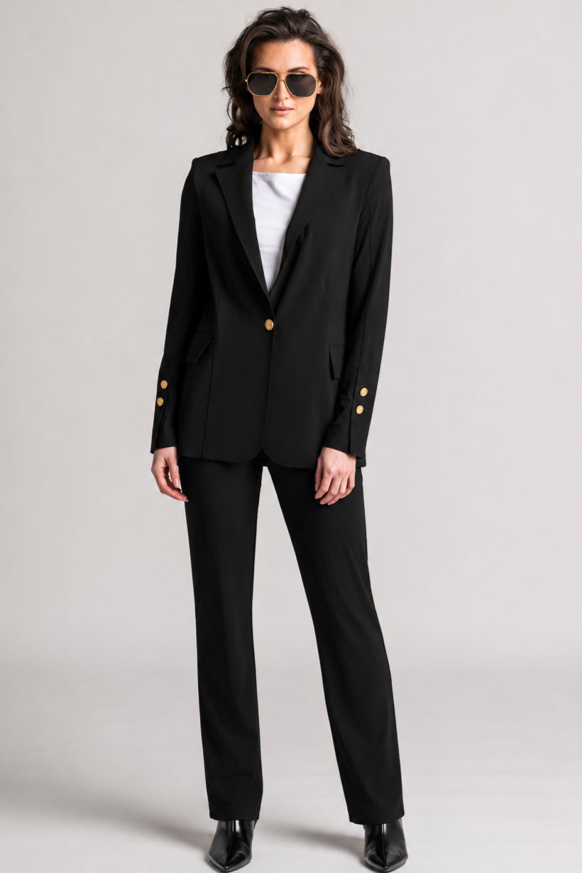 PAULA RYAN Tailored Pant - Microjersey Black