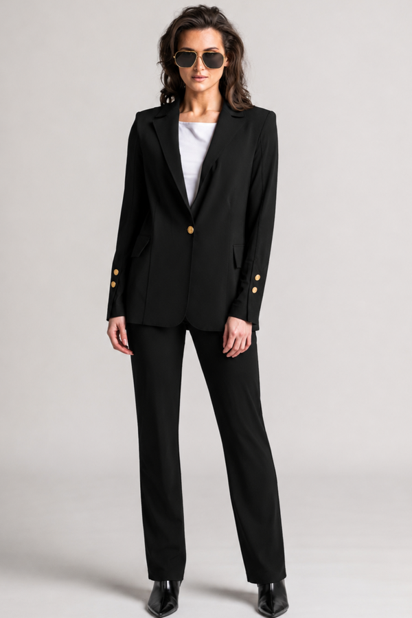 PAULA RYAN Tailored Pant - Microjersey Black