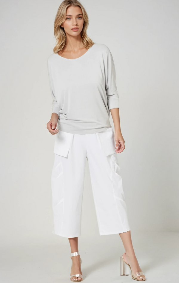 PAULA RYAN Batwing Top Modal Soft - Oyster - Paula Ryan